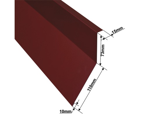 Tôle d''angle avec indications de dimensions pour utilisation dans la toiture