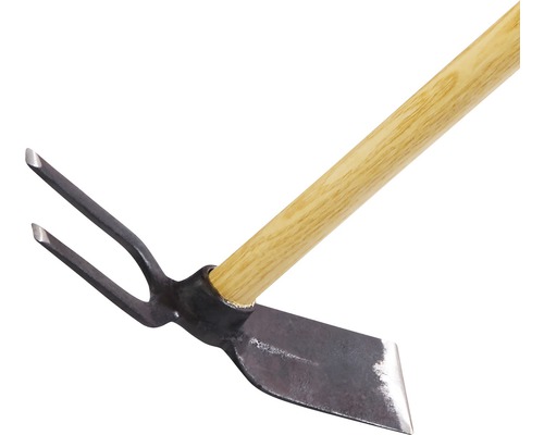Gartenhacke mit Holzgriff und zwei Zinken