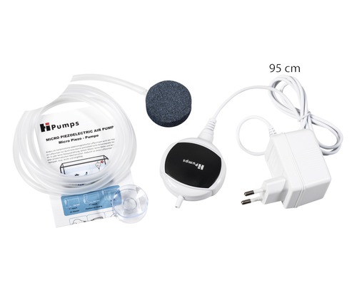 Hi Pumps Micro Piezo elektrische Luftpumpe Set mit Luftschlauch, Sprudelstein, Saugnapf und Netzteil