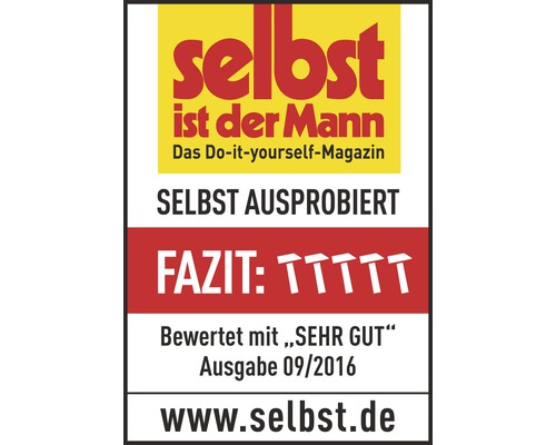 Selbst ist der Mann Magazin Logo. Getestet und bewertet mit sehr gut, Ausgabe 09/2016.