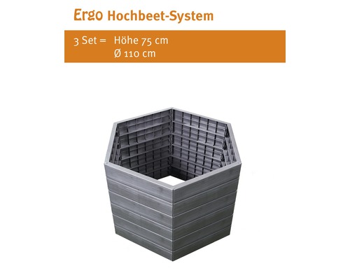 Sechseckiges Hochbeet-System aus Kunststoff, Höhe 75 cm, Durchmesser 110 cm