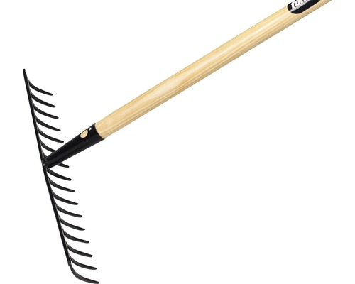 Râteau avec manche en bois et dents en métal