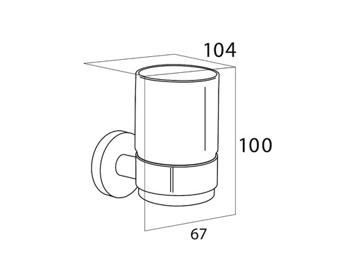 Technische Zeichnung eines Zahnputzbecherhalters mit Maßangaben