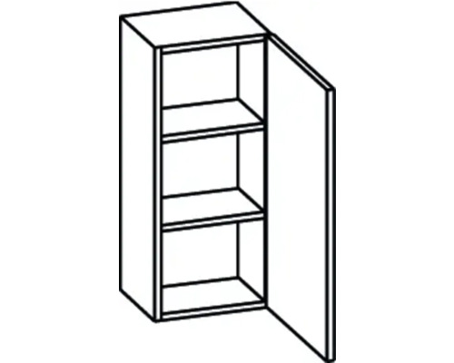 Schrank mit drei Regalböden und offener Tür