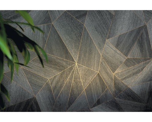 Papier peint graphique avec motif triangulaire et aspect bois