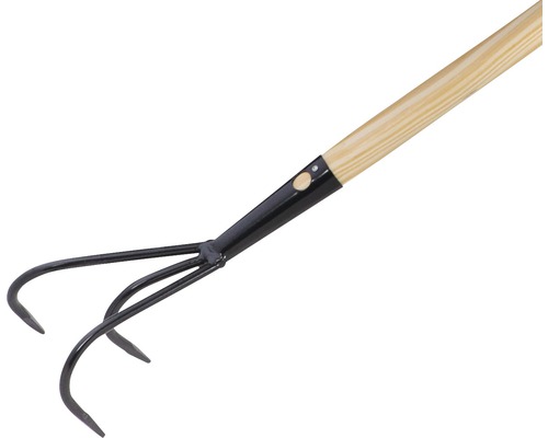Fourche de jardin avec manche en bois et trois dents
