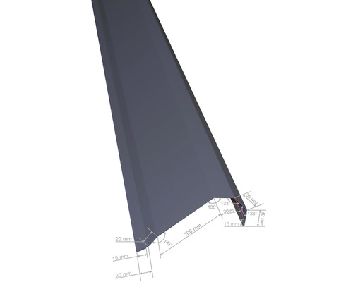 Illustration d''un angle de gouttière avec indications de dimensions