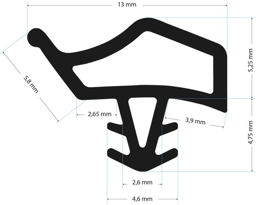 Profilzeichnung einer Dichtung mit Maßangaben