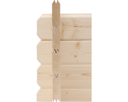 Holzbohlen mit Nut-Feder-Verbindung im Detail