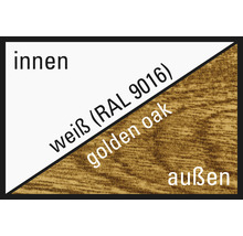 Kunststofffenster 1-flg. ESG ARON Basic weiß/golden oak 750x1650 mm DIN Rechts-thumb-1