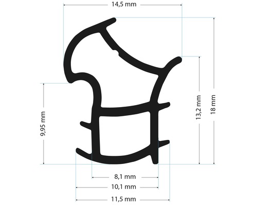 Technische Zeichnung einer Dichtung mit Maßangaben