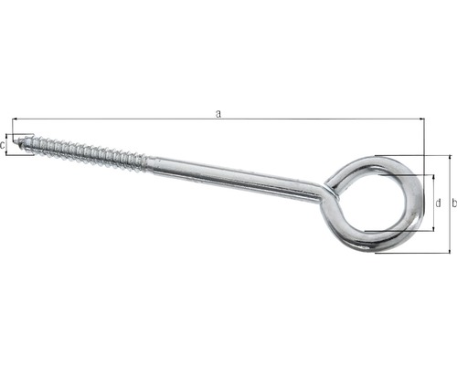Vis à œil avec filetage et indication des dimensions