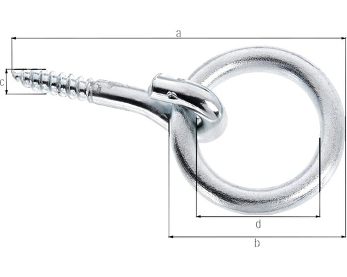 Vis à anneau métallique avec filetage à bois