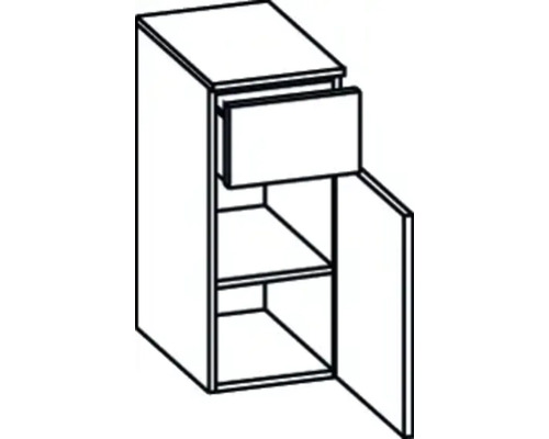 Meuble haut de cuisine avec tiroir et porte ouverte
