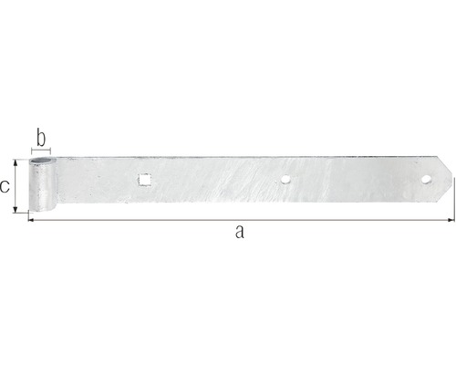 Penture de porte galvanisée avec trous de vis et trou carré