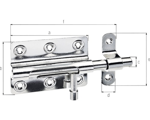 Illustration eines Türriegels mit Maßangaben