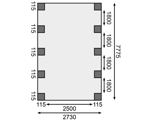 Diagramm mit Maßangaben