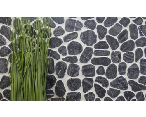 Dekorative Wandverkleidung aus Naturstein mit Grasbüschel