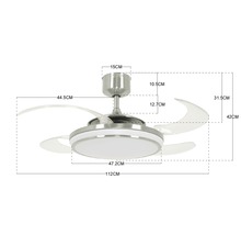 Deckenventilator mit Beleuchtung und Abmessungsangaben