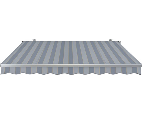 Store banne avec tissu rayé gris