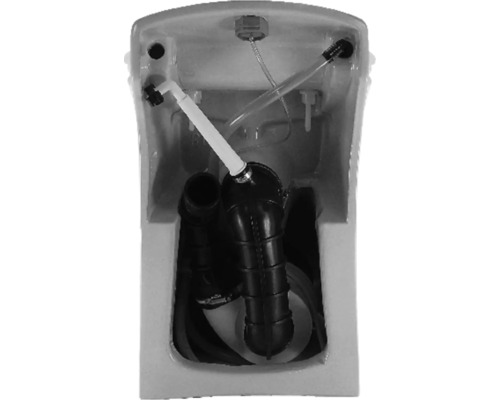 Vue intérieure d''un réservoir de chasse d''eau avec mécanisme installé