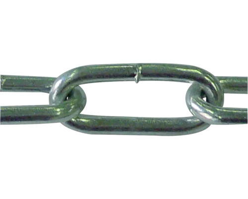 Chaîne soudée Pösamo Ø 5 mm acier galvanisé, forme C, à maillons longs, sur bobine Chaîne en acier galvanisé