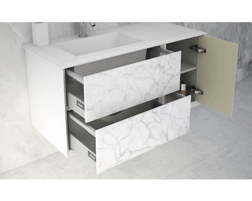 Waschtischunterschrank mit Schubladen und Schranktür