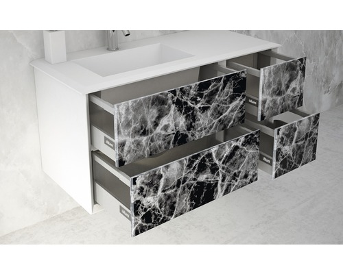Waschbeckenunterschrank mit Schubladen in Marmoroptik