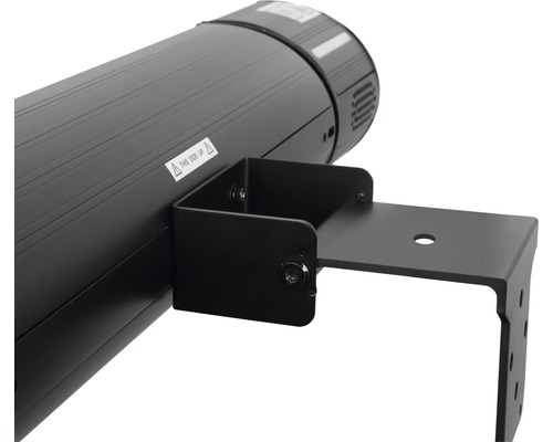 Detailansicht einer Heizstrahlerhalterung zur Wandmontage