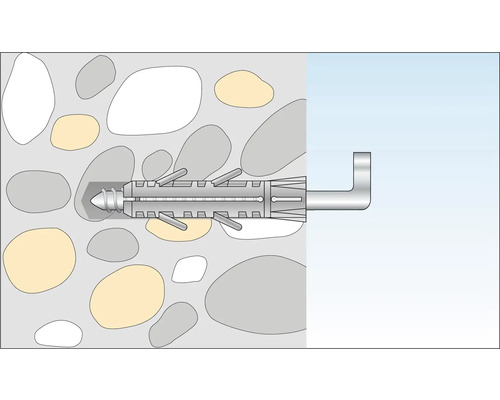 Illustration d''une cheville avec crochet coudé dans un mur