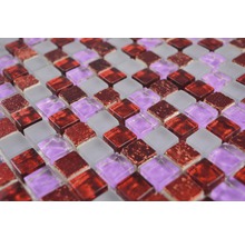 Mosaikfliesen aus Glas in Rot, Lila und Grau