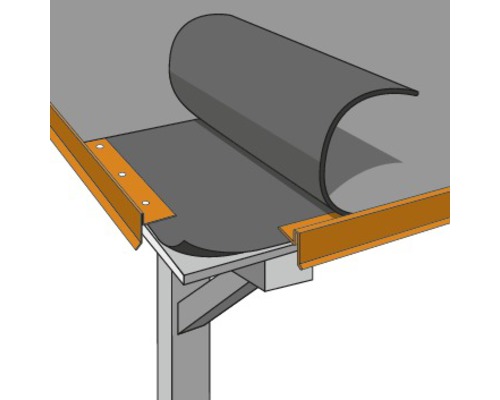 Illustration d''un rouleau de membrane de toiture sur une structure de toit.