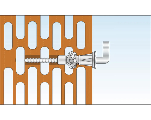 Fixation d''une vis avec cheville dans une brique perforée