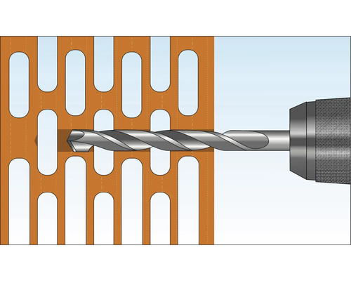 Bohrer bohrt durch eine Lochplatte