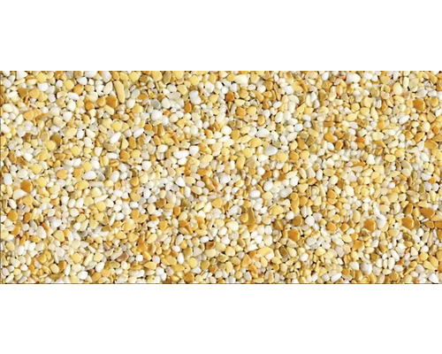 Kit de tapis de pierre 1 m² Ravello fin jaune zone intérieure - sol Gros plan de gravier décoratif jaune et blanc