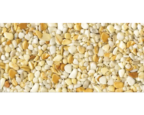 Kit de tapis de pierre 1 m² Ravello gros jaune zone intérieure - sol Gravier décoratif dans les tons beige et blanc pour l''aménagement paysager et de jardin