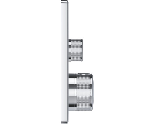 Seitenansicht eines Thermostats mit zwei Drehknöpfen