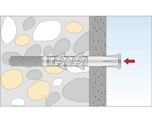 Illustration d''une fixation par cheville dans un mur