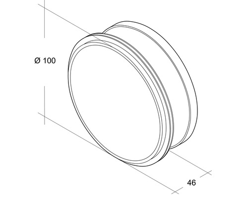 Dessin technique d''un objet rond avec un diamètre de 100 mm et une profondeur de 46 mm.