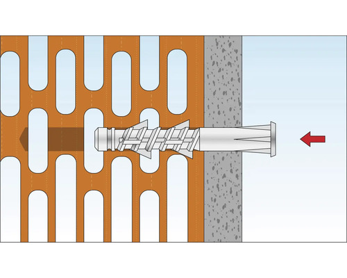Illustration d''une cheville dans une brique perforée