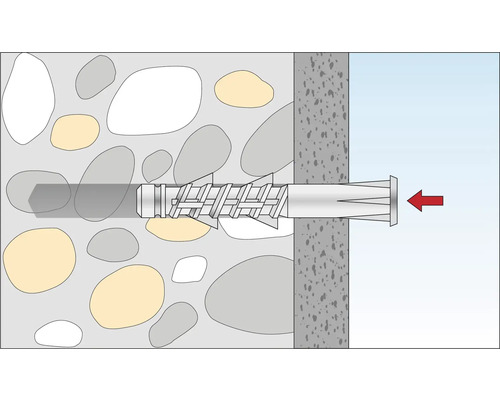 Illustration d''une fixation par cheville dans un mur