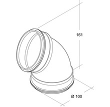 Coude de tuyau d''évacuation d''un diamètre de 100 mm et d''une hauteur de 161 mm