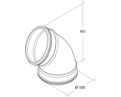 Coude de tuyau d''évacuation d''un diamètre de 100 mm et d''une hauteur de 161 mm