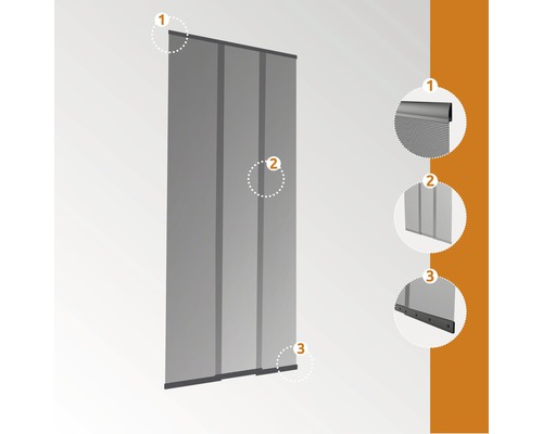 Insektenschutz Lamellenvorhang mit Detailansichten