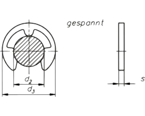 Dessin technique d''une rondelle élastique avec indications de dimensions