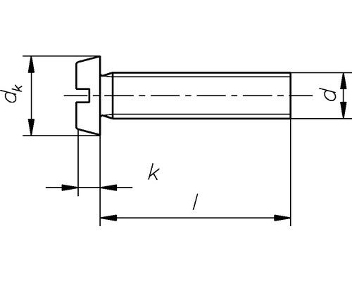 Dessin technique d''une vis avec tête et indications de dimensions