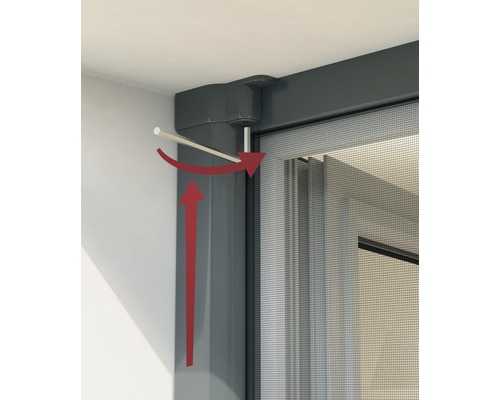 Detailansicht eines Insektenschutzplissees mit Bedienungsanleitung