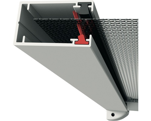 Detailansicht eines Insektenschutzrollos mit Rahmen