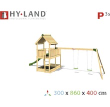 Spielturm Hyland Projekt 3S Holz mit Sandkasten, Doppelschaukel, Rutsche grün