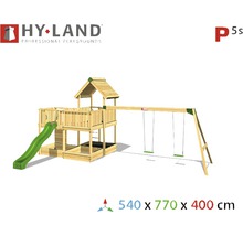 Spielturm Hyland Projekt 5S Holz mit Sandkasten, Doppelschaukel, Rutsche grün